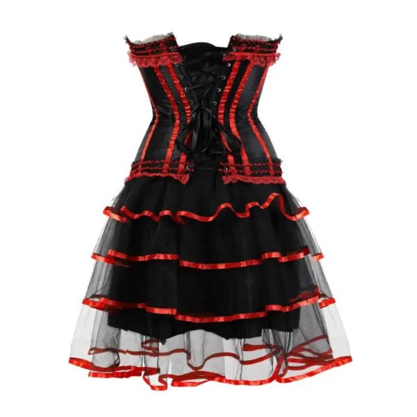 Vintage Gothic Corset Dress With Lace Trim 21 Vintage Gothic Corset Dress With Lace Trim vintage gothic corset dress black red ribbons back