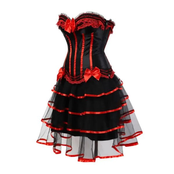 Vintage Gothic Corset Dress With Lace Trim 20 Vintage Gothic Corset Dress With Lace Trim vintage gothic corset dress black red ribbons side