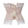 LuckeLadybug LLC Vintage Jacquard Overbust Corset with Lace Trim and Ribbon Lacing