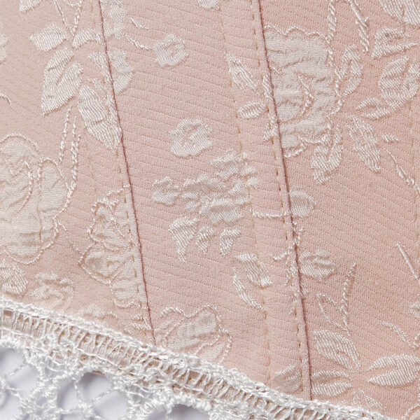 Vintage Jacquard Overbust Corset 19 Vintage Jacquard Overbust Corset Elegant vintage jacquard overbust corset featuring delicate floral patterns and lace trim