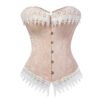 LuckeLadybug vintage jacquard overbust corset with lace trim and decorative buttons