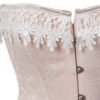 Vintage jacquard overbust corset in soft pink with lace trim and intricate detailing