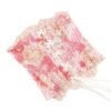 Vintage lace underbust corset top in pink with decorative floral patterns and lace-up design