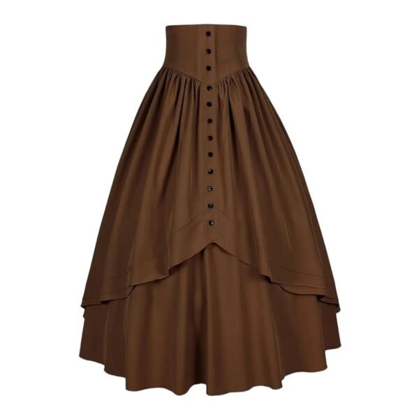 vintage medieval maxi skirt brown button detail 2