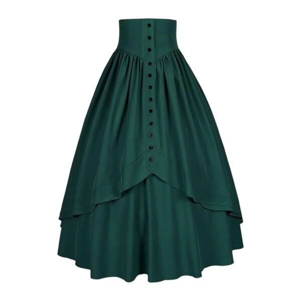 vintage medieval maxi skirt dark green button detail