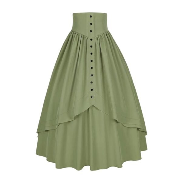vintage medieval maxi skirt olive green button detail