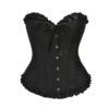 LuckeLadybug LLC vintage Victorian corset top with lace trim and front buttons for a classic silhouette