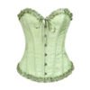 LuckeLadybug vintage Victorian corset top in light green with lace trim and ribbon detail