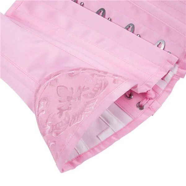 Waist Slimming Underbust Corset Pink 87 Waist Slimming Underbust Corset Pink Pink waist slimming underbust corset from LuckeLadybug LLC with lace detailing and hooks