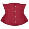 Red waist slimming underbust corset with elegant pattern and front fastening for a flattering silhouette