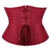 Red waist slimming underbust corset with lace-up back for enhancing silhouette