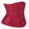 LuckeLadybug LLC waist slimming underbust corset in red with elegant detailing and hook closures