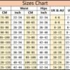 Sizes chart for waist slimming underbust corset showing measurements for different sizes in inches and centimeters