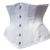White waist slimming underbust corset with button closure and elegant floral design