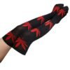 Black weed print thigh high socks with red leaf designs for a trendy and stylish look