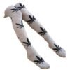 LuckeLadybug weed print thigh high socks in gray with black cannabis leaf design