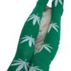 Weed print thigh high socks in green with stylish leaf designs from LuckeLadybug LLC