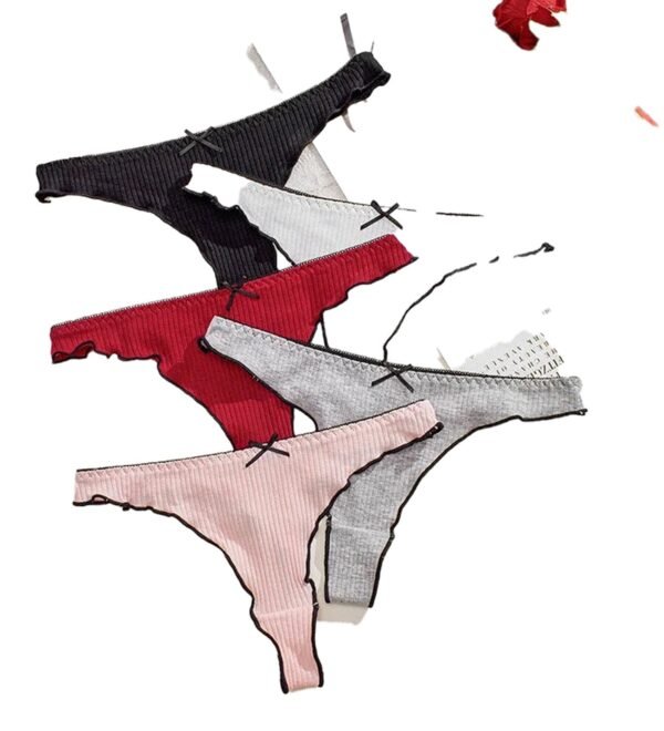 Women's Cotton Thong Panties - Set of 5 Comfortable Styles 5 Women's Cotton Thong Panties - Set of 5 Comfortable Styles Front View of Women's Cotton Thong Panties Set of 5