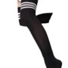 LuckeLadybug LLC Women's Over the Knee Socks in Black with Three Stripes for Trendy Fashion