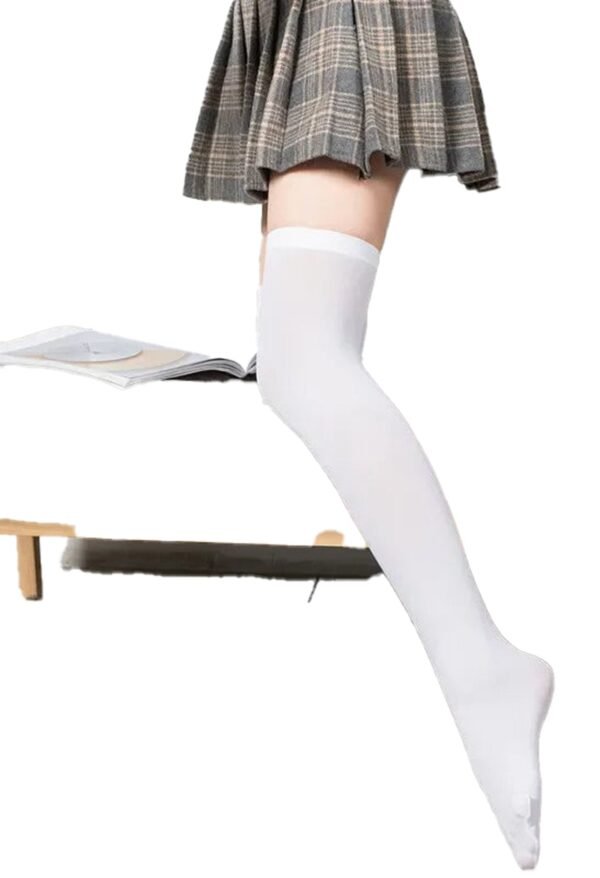 White LuckeLadybug LLC women over the knee socks for a stylish and trendy look