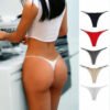 Seamless thong underwear for women in white, black, red, and nude colors designed for all-day comfort