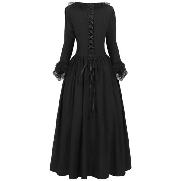 womens black medieval dress back view black