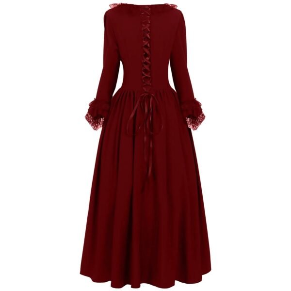 womens black medieval dress back view burgundy