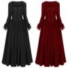 womens black medieval dress front view black