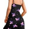 LuckeLadybug women's butterfly print nightdress in black with pink butterfly design and adjustable straps
