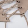 Beige women's corset crop top with lace-up detail and metal eyelets for a stylish look