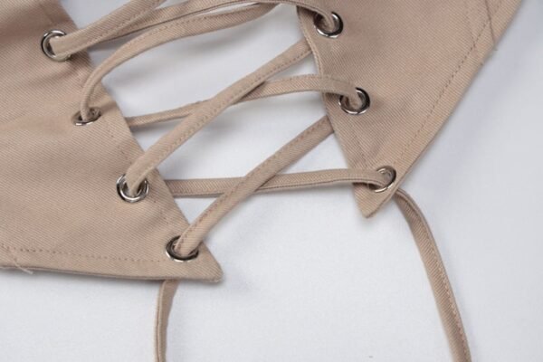 Womens Corset Crop Top Trendy Fashion Style 48 Womens Corset Crop Top Trendy Fashion Style Beige women's corset crop top with lace-up detail and metal eyelets for a stylish look