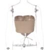 Beige women's corset crop top with adjustable lace-up back for a fitted look