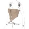 LuckeLadybug women's corset crop top in beige with lace-up front and adjustable tie back detail