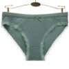 Women's cotton hipster underwear in mint green with lace trim and bow detail