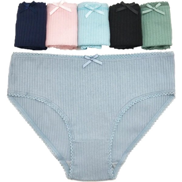 Womens Cotton Hipster Underwear 6 Pack 29 Womens Cotton Hipster Underwear 6 Pack Women's cotton hipster underwear in various colors with lace trim and cute bows for comfort and style