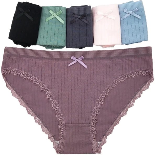 Womens Cotton Hipster Underwear 6 Pack 23 Womens Cotton Hipster Underwear 6 Pack Women's cotton hipster underwear in assorted colors with lace trim and bow detail