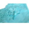 LuckeLadybug women's cotton thong panties in turquoise with lace detailing and bow accent