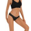 Black women's cotton thong panties by LuckeLadybug LLC with lace detailing for comfort and style