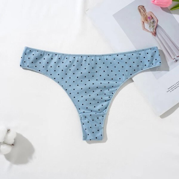 Womens Cotton Thong Panties Stylish Comfort 30 Womens Cotton Thong Panties Stylish Comfort LuckeLadybug women's cotton thong panties in light blue with polka dots for comfort and style