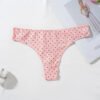 Pink polka dot women's cotton thong panties from LuckeLadybug LLC for everyday comfort