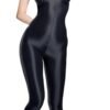 LuckeLadybug LLC women's fitness bodysuit zipper in sleek black with a stylish short sleeve design