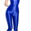 Women's fitness bodysuit zipper in blue with a sleek, form-fitting design for workouts