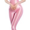 Pink women's fitness bodysuit zipper with a sleek design for comfortable workouts and stylish performance