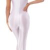 Womens full body bodysuit in white with a sleek, form-fitting design for comfort and style