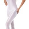 LuckeLadybug Women's Full Body Bodysuit in White, featuring a sleek and stretchy design for a stylish fit