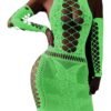 LuckeLadybug LLC women's glow in the dark bodystocking with intricate lace design and long sleeves