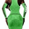 LuckeLadybug women's glow in the dark bodystocking in vibrant green with intricate designs and long sleeves