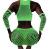 Stylish women's glow in the dark bodystocking with mesh design and long sleeves for a bold look