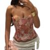 Stylish women's lace corset top in vibrant colors, perfect for trendy outfits