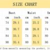 Size chart for women's lace corset top detailing measurements in inches and centimeters